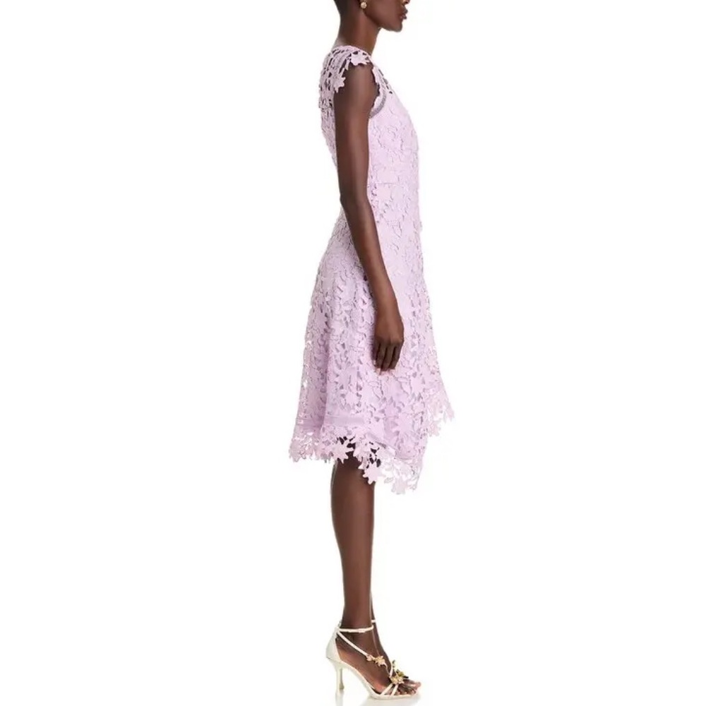 ELIZA J Asymmetrical Lace Midi Dress - Lavender MSRP $188 NWT Size 6 - Picture 3 of 6